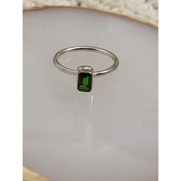 Chrome Diopside Ring – Sterling Silver 925, Emerald Green Gemstone, Size 7.5 - Picture 1 of 7